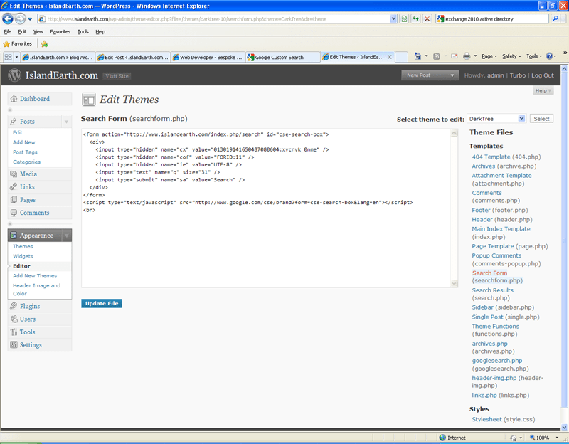 Wordpress Search Setup Search.php