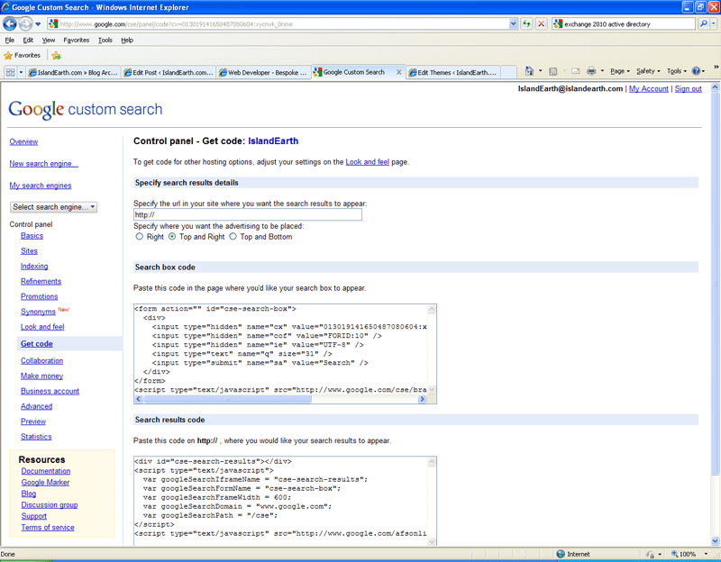 Google Custom Search Engine Setup Get Code